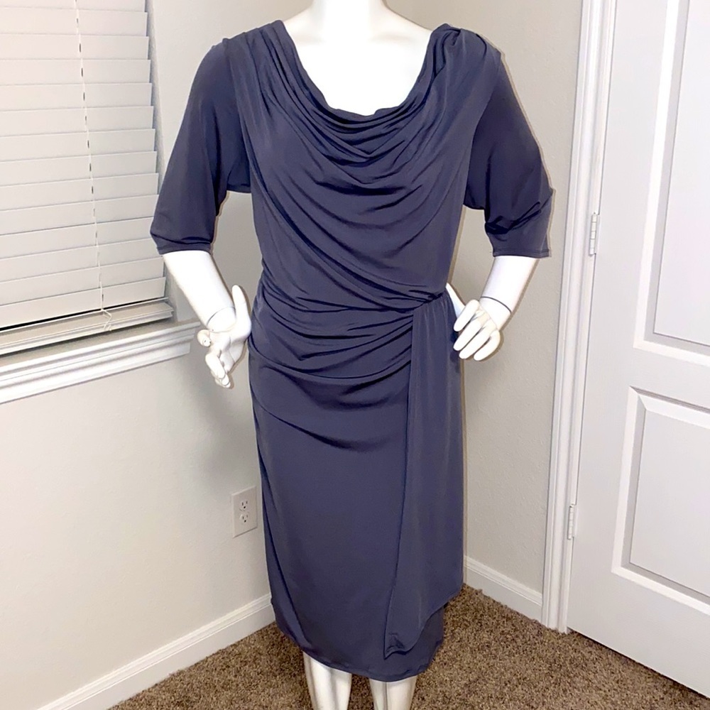 Cato Woman Plus Grey Dress 3/4 Sleeve - Picture 2 of 6